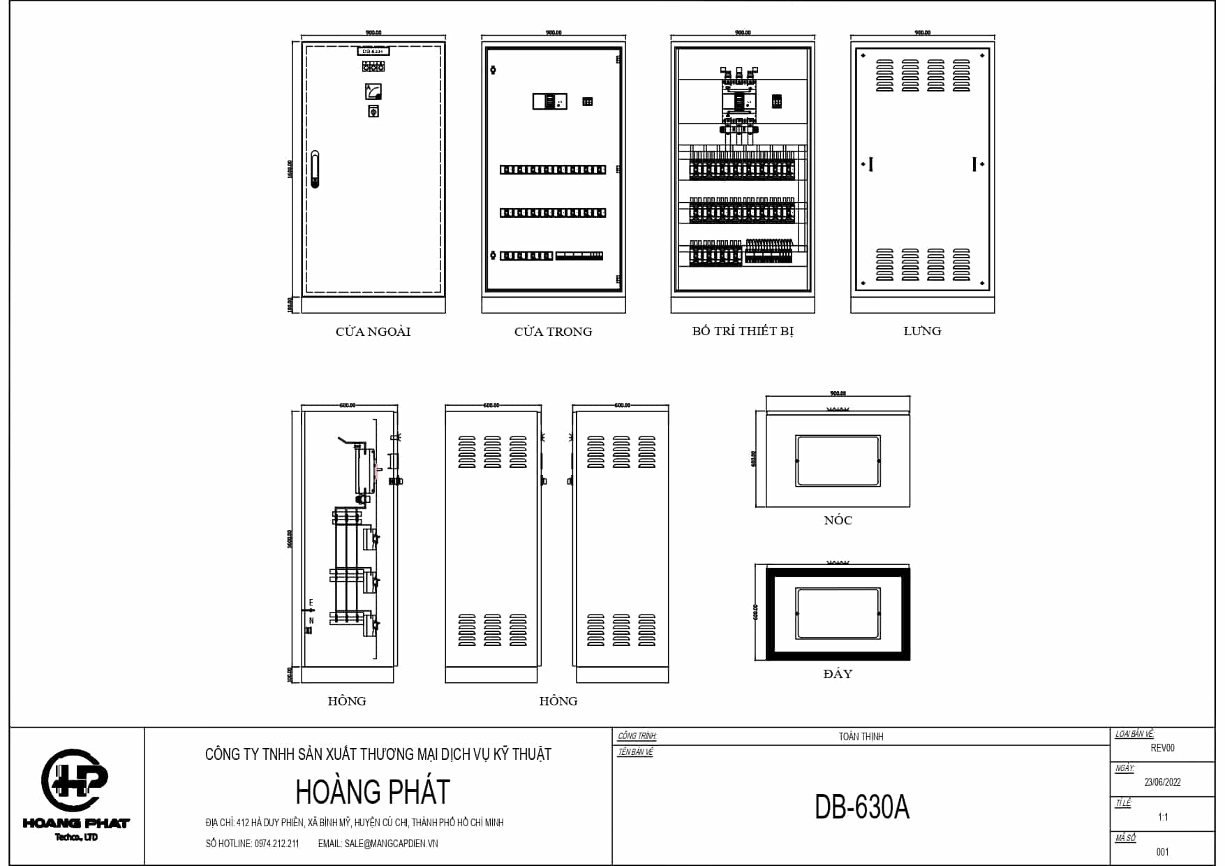 Bản vẽ tủ điện chi tiết của Hoàng Phát