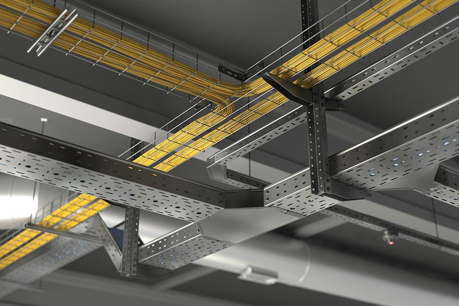 Điện nặng là gì? Phân biệt nhanh với hệ thống điện nhẹ 12 Thang cáp và máng cáp dẫn dây điện trong nhà xưởng